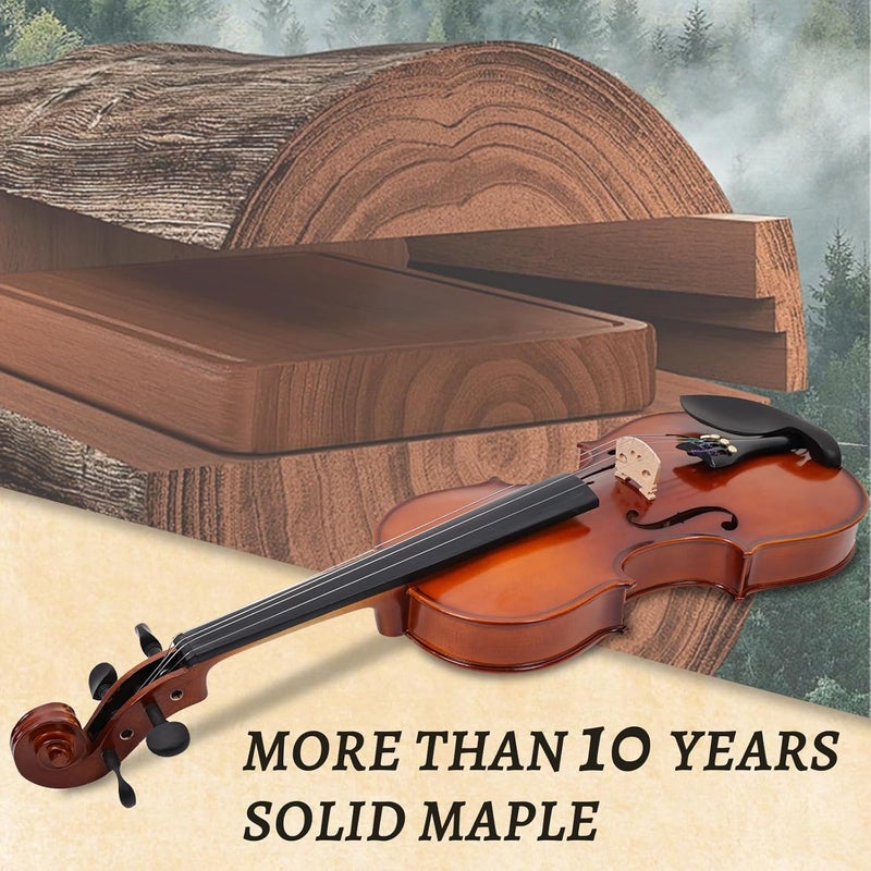 INEFFA Violin 3/4 for Beginners with Hard Case, Violin Bow, Bridge, Rosin, Shoulder Rest, Stickers, Tuner, Instruction, Handcraft with Maple, Spruce (3/4) - Image 5